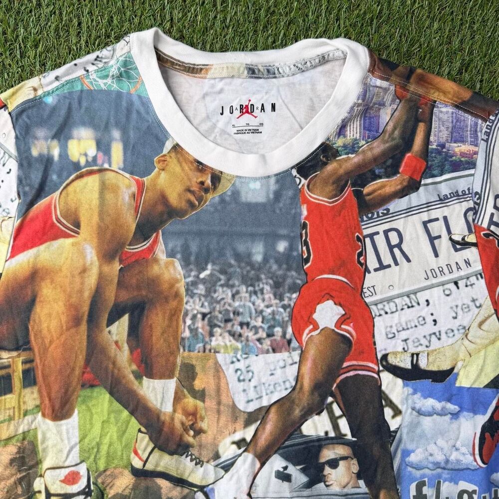 Nike Air Jordan Flight Essentials AOP Print Shirt XL Jumpman Y2K